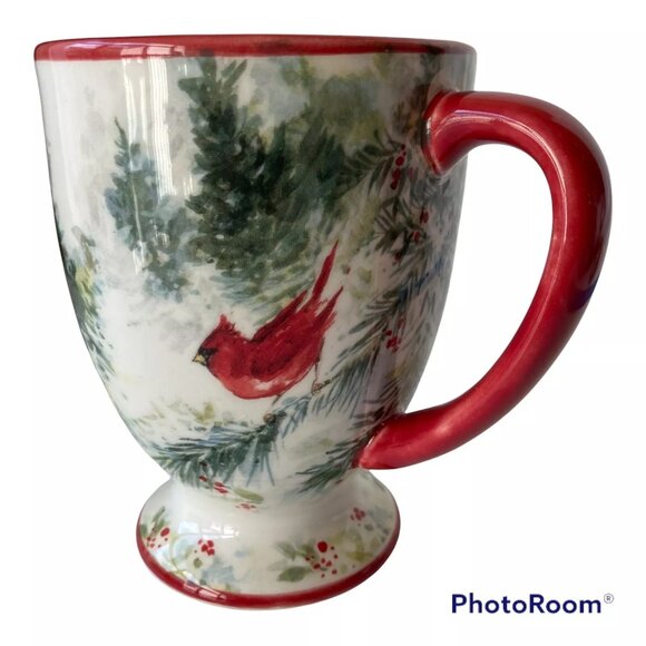 Red Cardinal Cracker Barrel Coffee Mug Cup Christmas Ceramic Susan Winget Robin - Picture 1 of 12